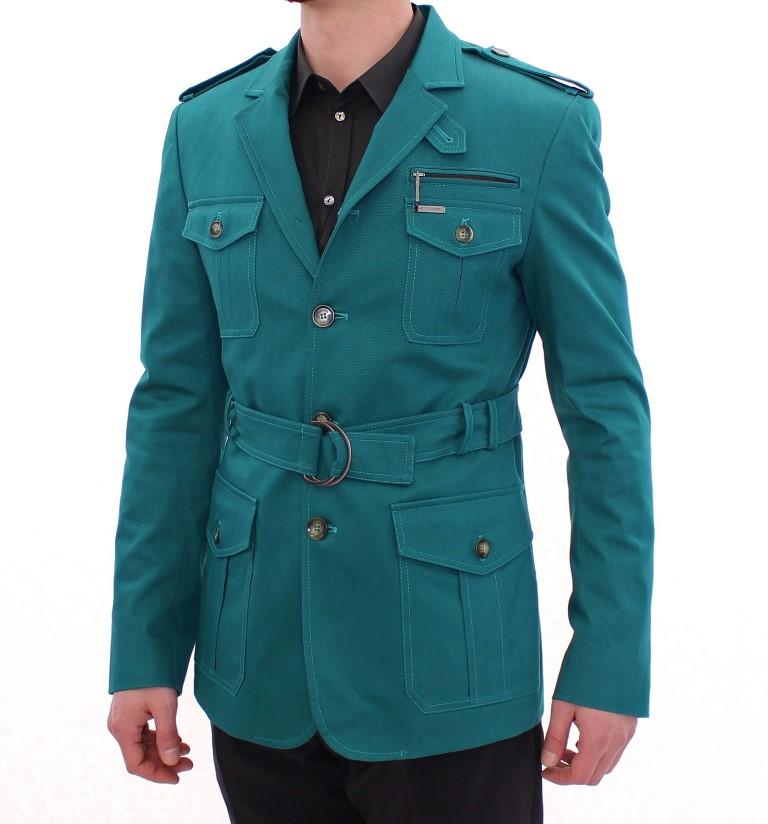 Turquoise Slim Fit Stretch Jacket Coat