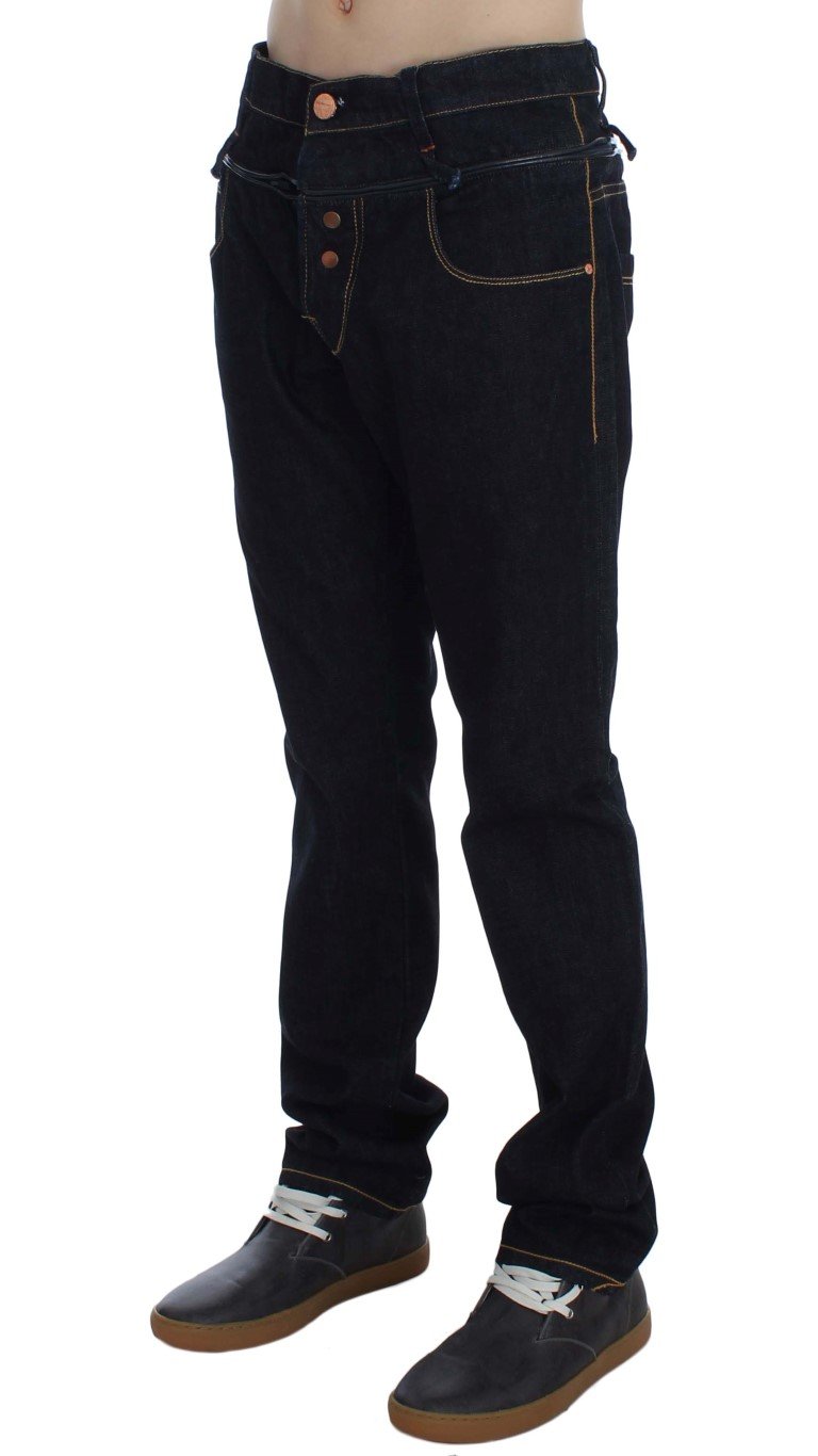Dark Blue Cotton Denim Regular Fit Jeans