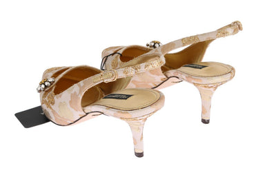 Gold Brocade Crystal Slingbacks