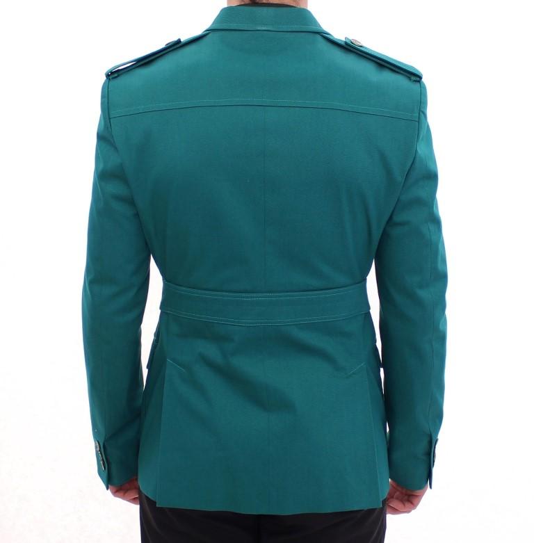 Turquoise Slim Fit Stretch Jacket Coat
