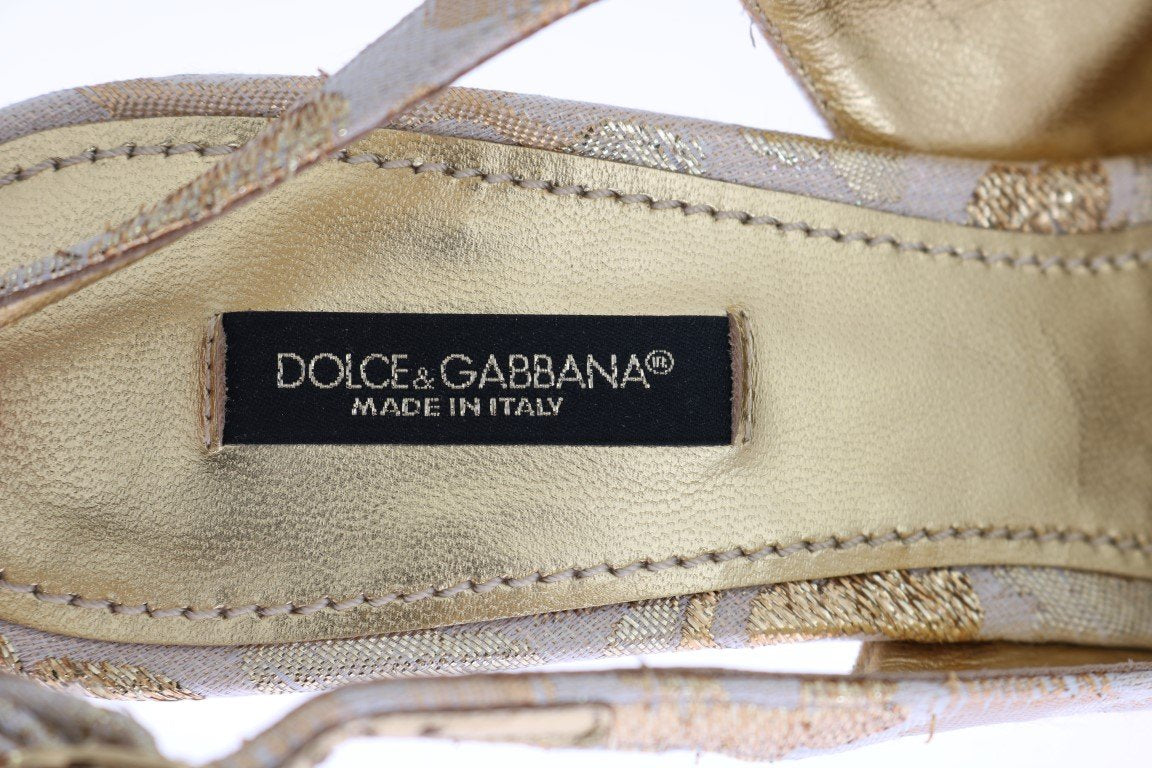 Gold Brocade Crystal Slingbacks