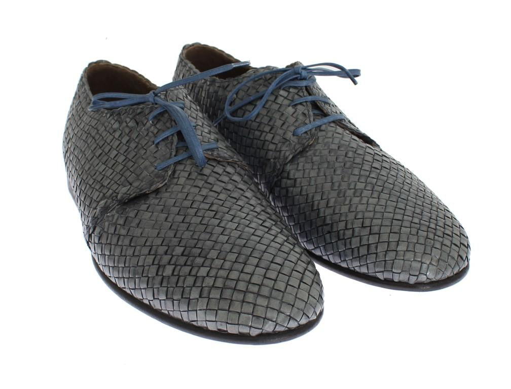 Blue Woven Leather Dress Formal Shoes