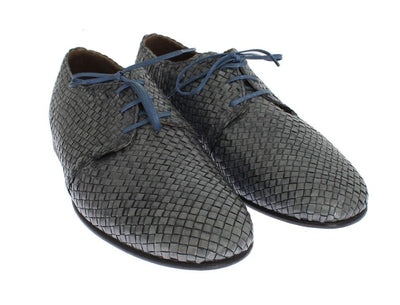 Blue Woven Leather Dress Formal Shoes