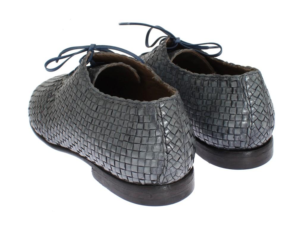 Blue Woven Leather Dress Formal Shoes