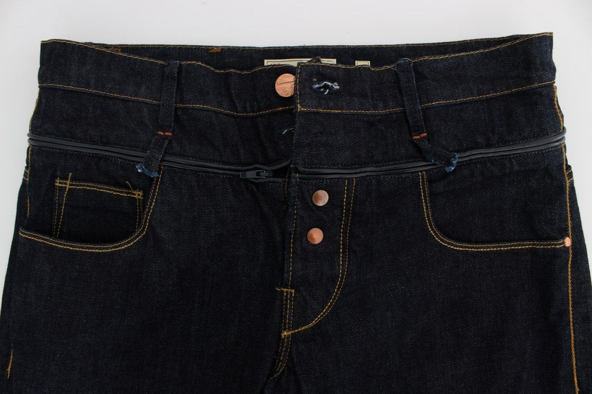 Dark Blue Cotton Denim Regular Fit Jeans