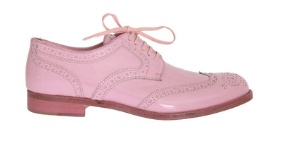 Pink Patent Broques Wingtip Leather Shoes