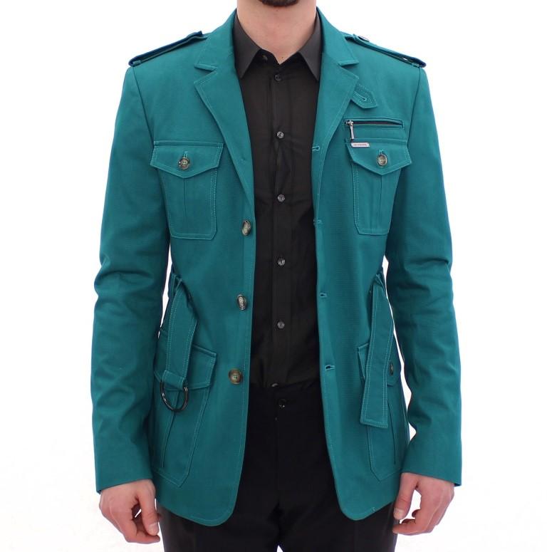 Turquoise Slim Fit Stretch Jacket Coat