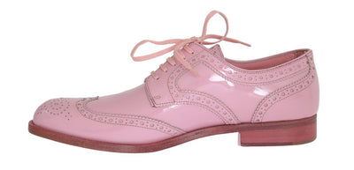 Pink Patent Broques Wingtip Leather Shoes