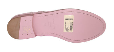 Pink Patent Broques Wingtip Leather Shoes