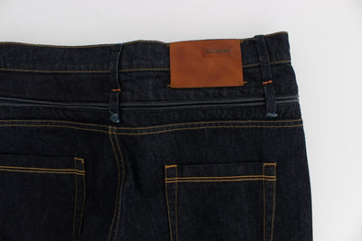 Dark Blue Cotton Denim Regular Fit Jeans