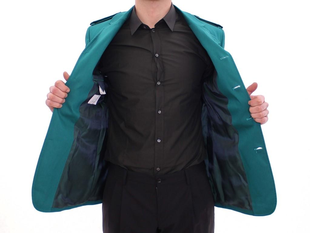 Turquoise Slim Fit Stretch Jacket Coat