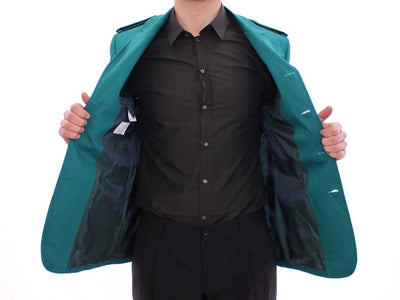 Turquoise Slim Fit Stretch Jacket Coat