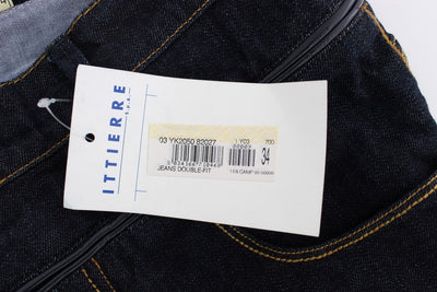 Dark Blue Cotton Denim Regular Fit Jeans