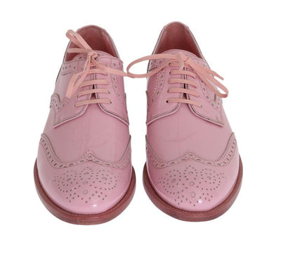 Pink Patent Broques Wingtip Leather Shoes
