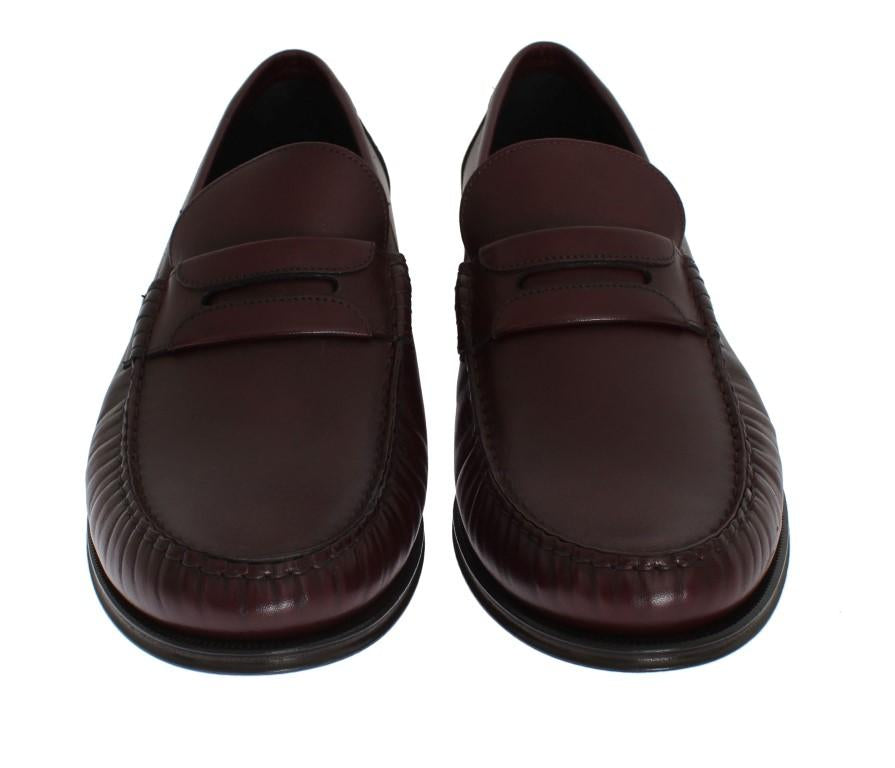 Bordeaux Leather Loafers Shoes