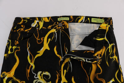 Black Yellow Tiger Print Regular Fit Jeans