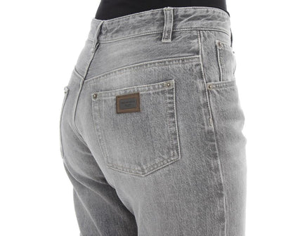 Gray Denim Cotton Stretch Boyfriend Jeans