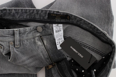 Gray Denim Cotton Stretch Boyfriend Jeans