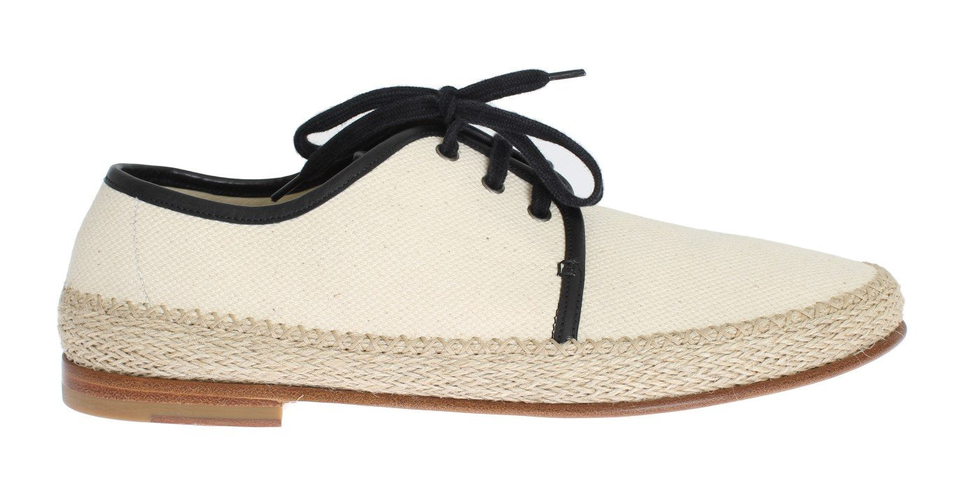 White Canvas Casual Laceup Shoes