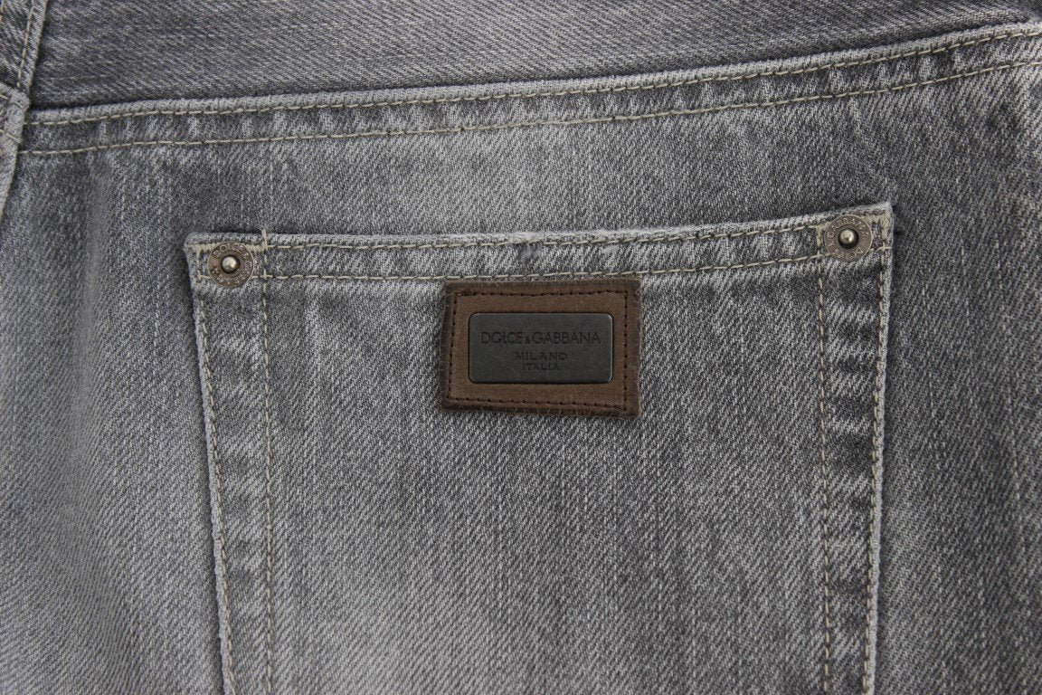 Gray Denim Cotton Stretch Boyfriend Jeans