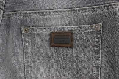 Gray Denim Cotton Stretch Boyfriend Jeans