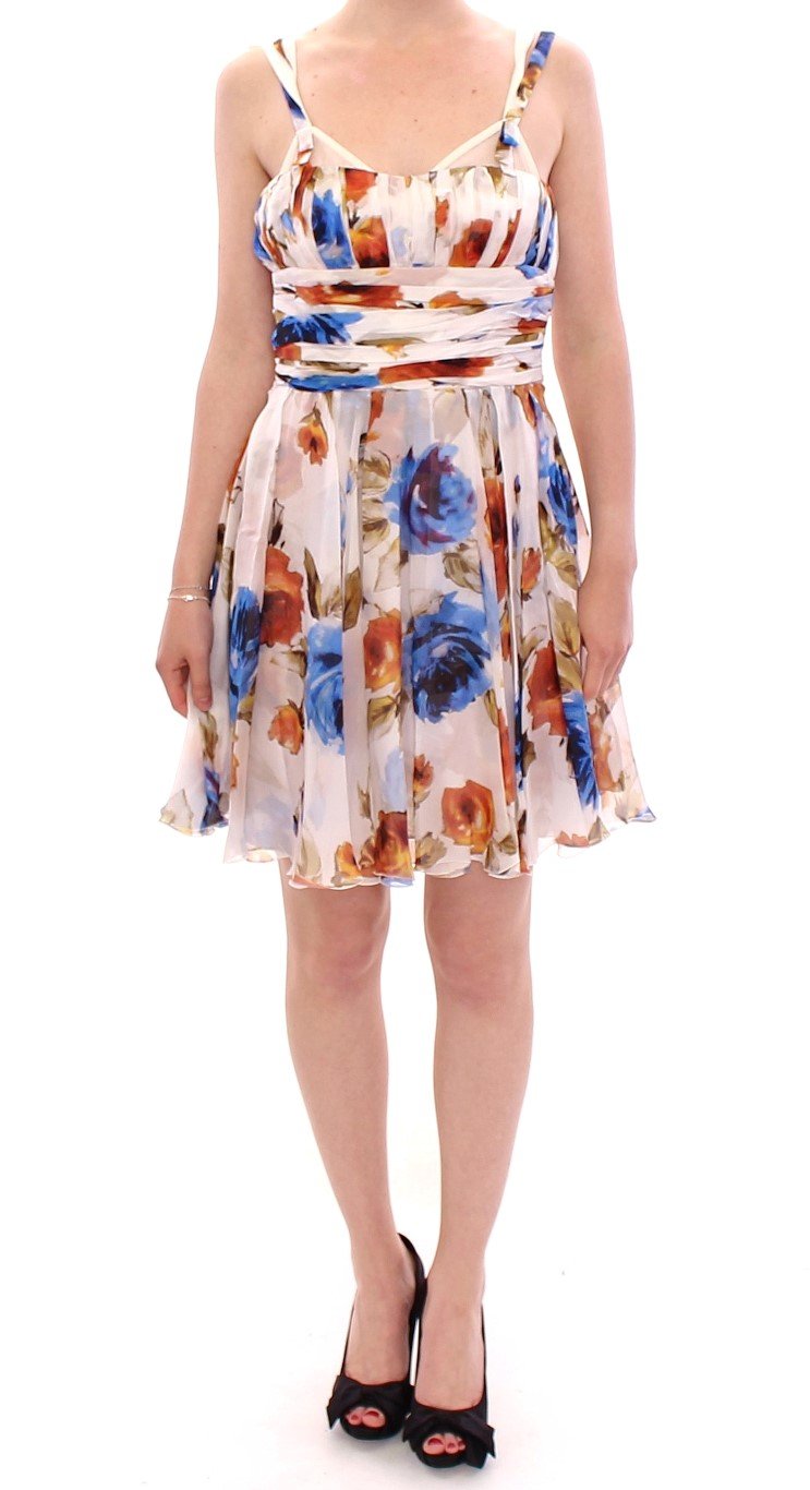 Multicolor floral silk shift dress