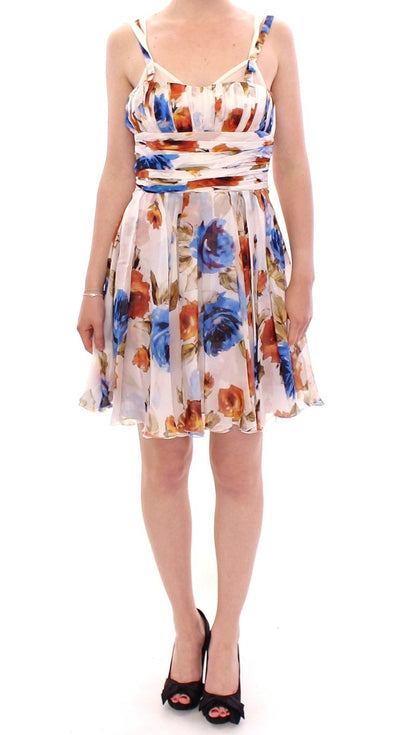 Multicolor floral silk shift dress