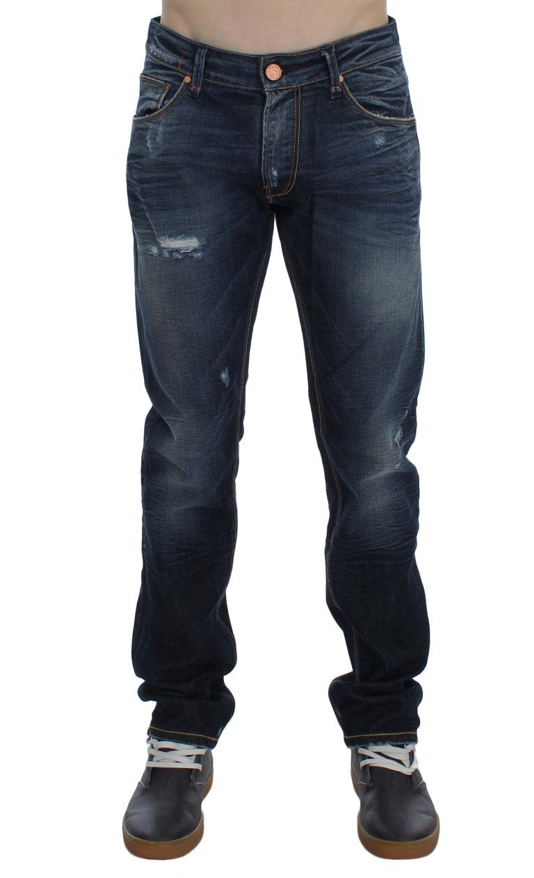 Blue Wash Cotton Denim Slim Fit Jeans