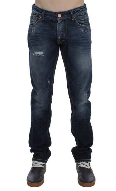 Blue Wash Cotton Denim Slim Fit Jeans