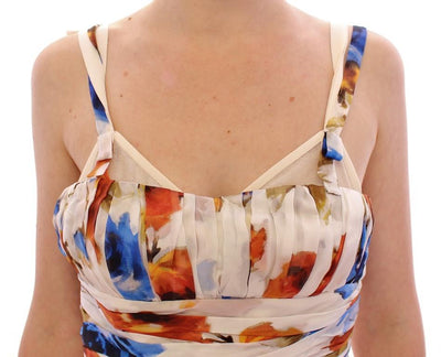 Multicolor floral silk shift dress