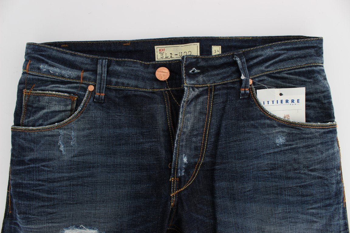 Blue Wash Cotton Denim Slim Fit Jeans