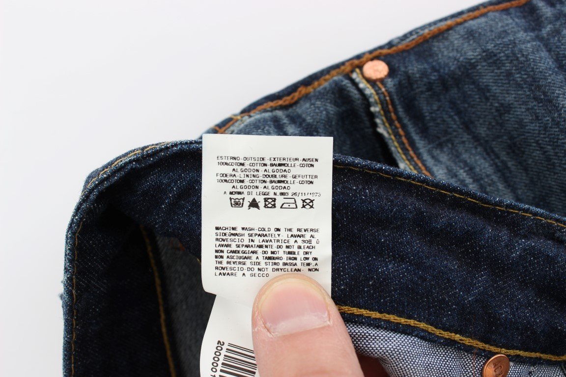 Blue Wash Cotton Denim Slim Fit Jeans