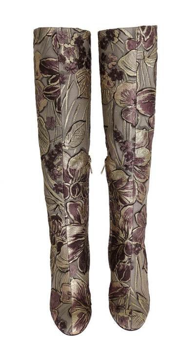 Purple Gold Jacquard Crystal Boots
