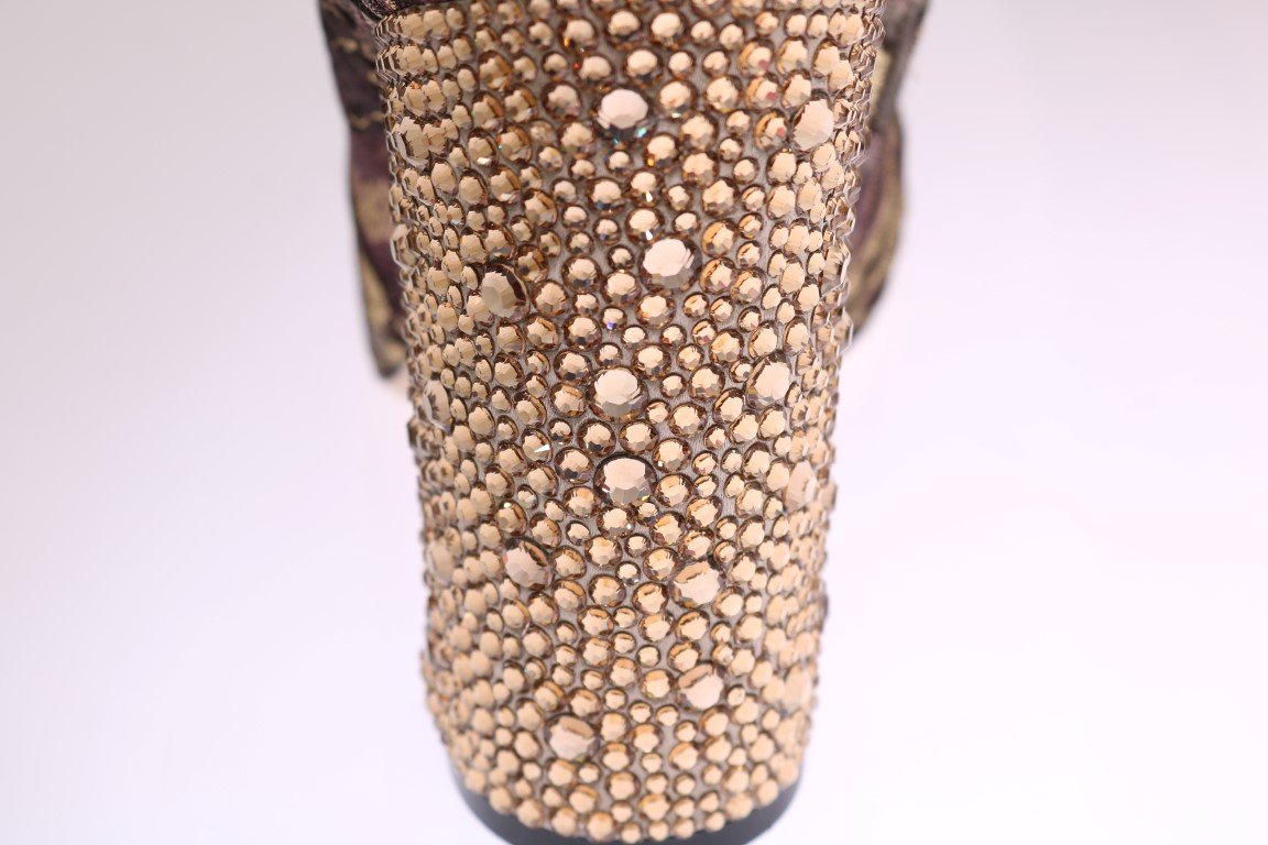 Purple Gold Jacquard Crystal Boots