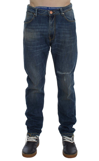Blue Wash Cotton Denim Slim Fit Jeans