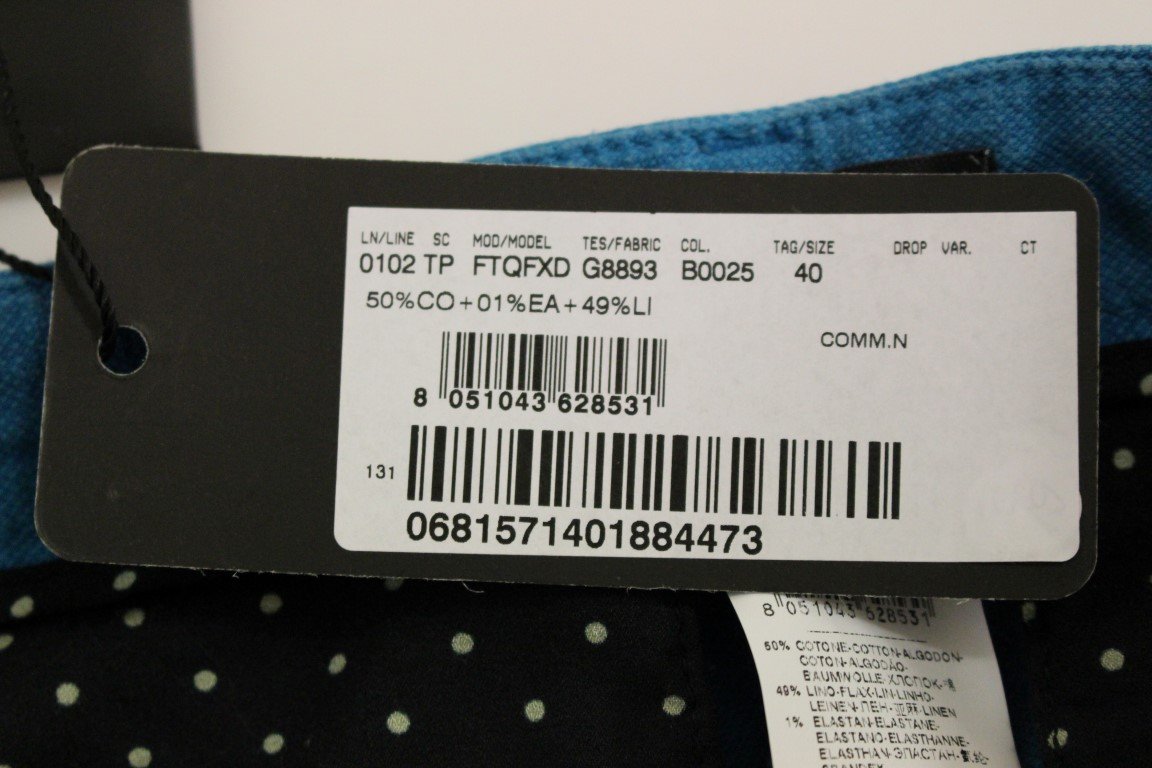 Blue Cotton Logo Thin Casual Pants