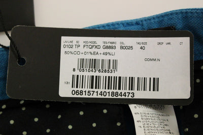 Blue Cotton Logo Thin Casual Pants