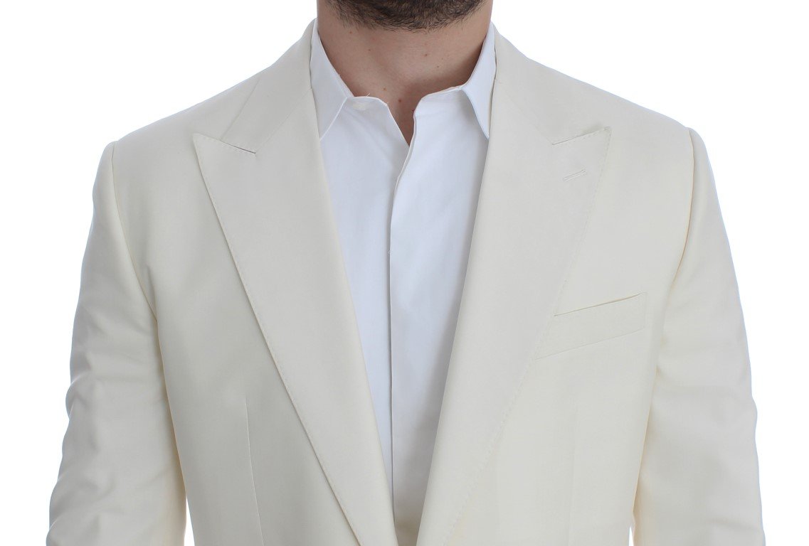 White Silk Wool Slim Fit One Button Suit