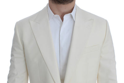 White Silk Wool Slim Fit One Button Suit