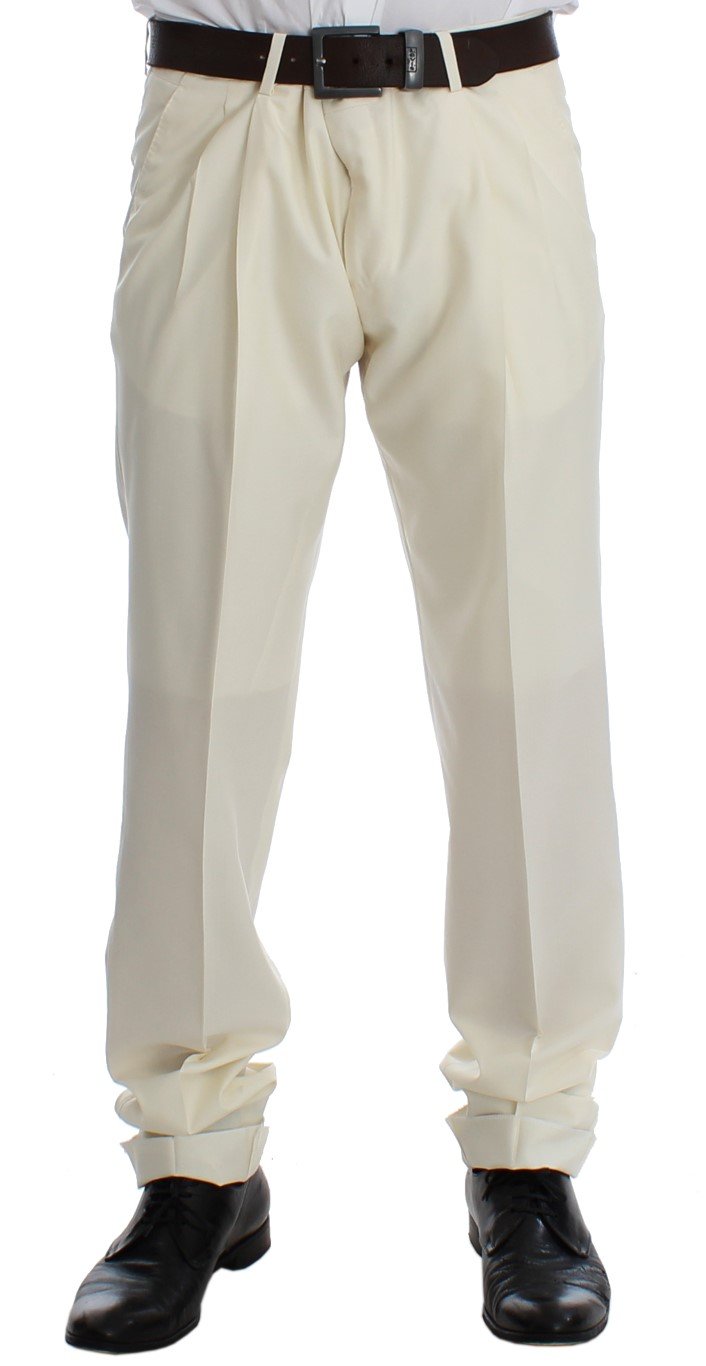 White Silk Wool Slim Fit One Button Suit