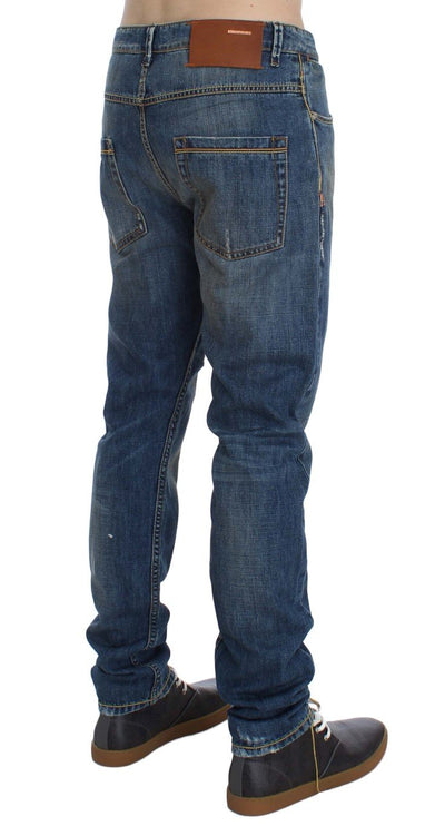 Blue Wash Cotton Denim Slim Fit Jeans