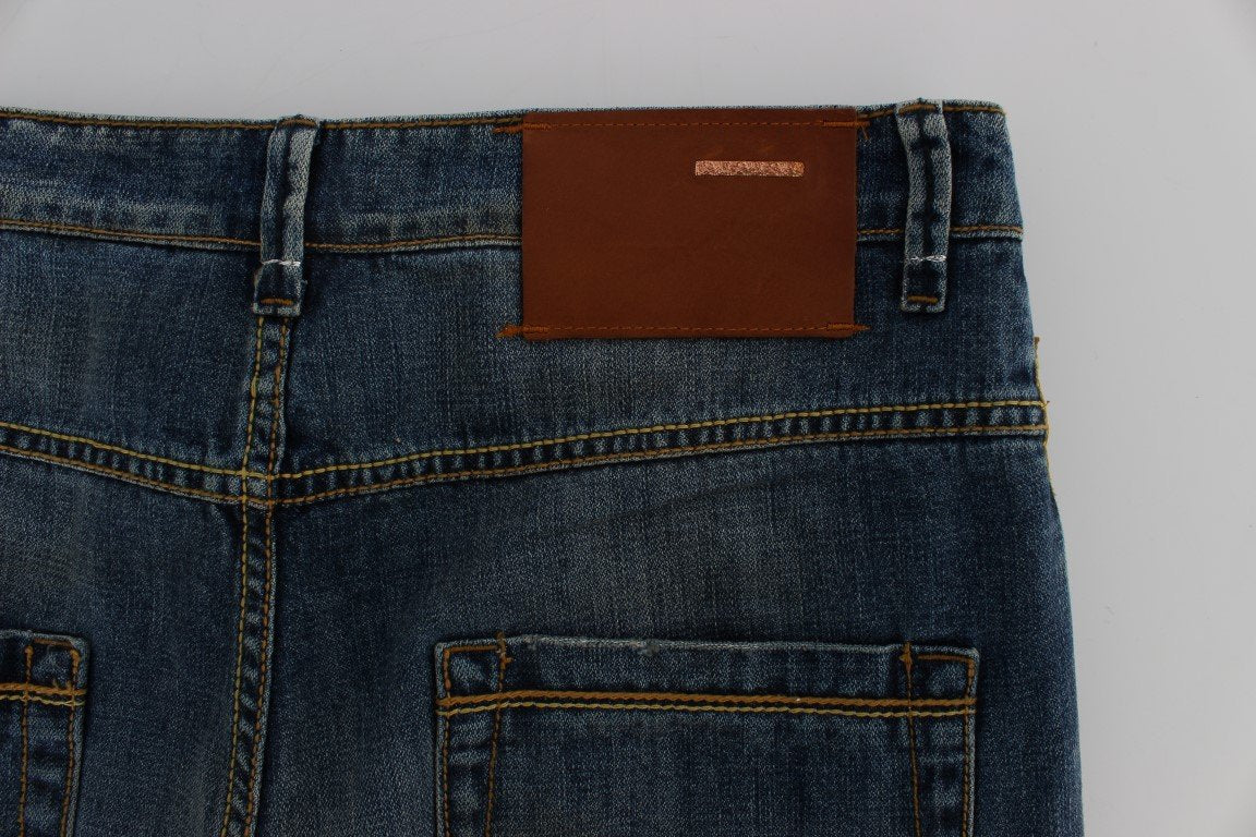 Blue Wash Cotton Denim Slim Fit Jeans