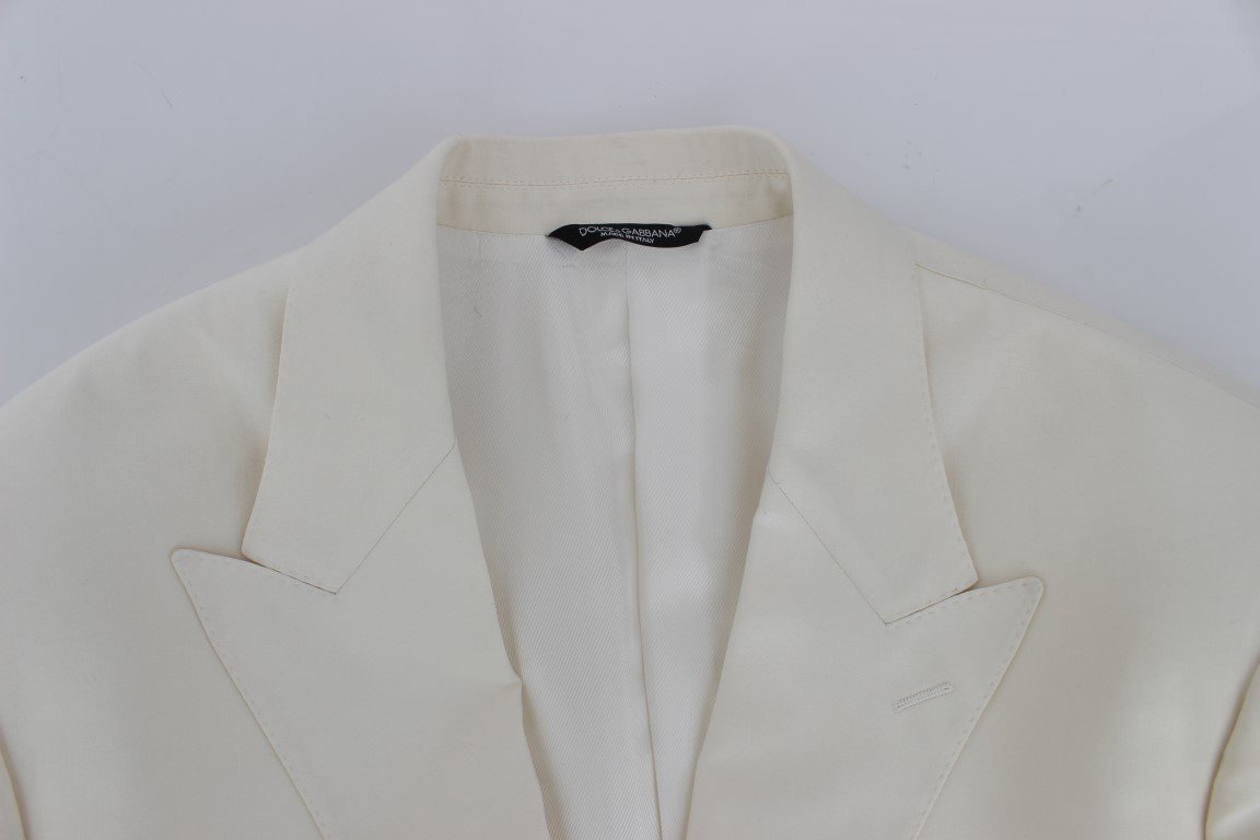 White Silk Wool Slim Fit One Button Suit