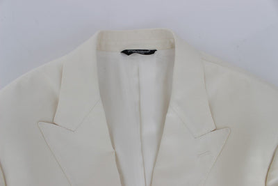 White Silk Wool Slim Fit One Button Suit