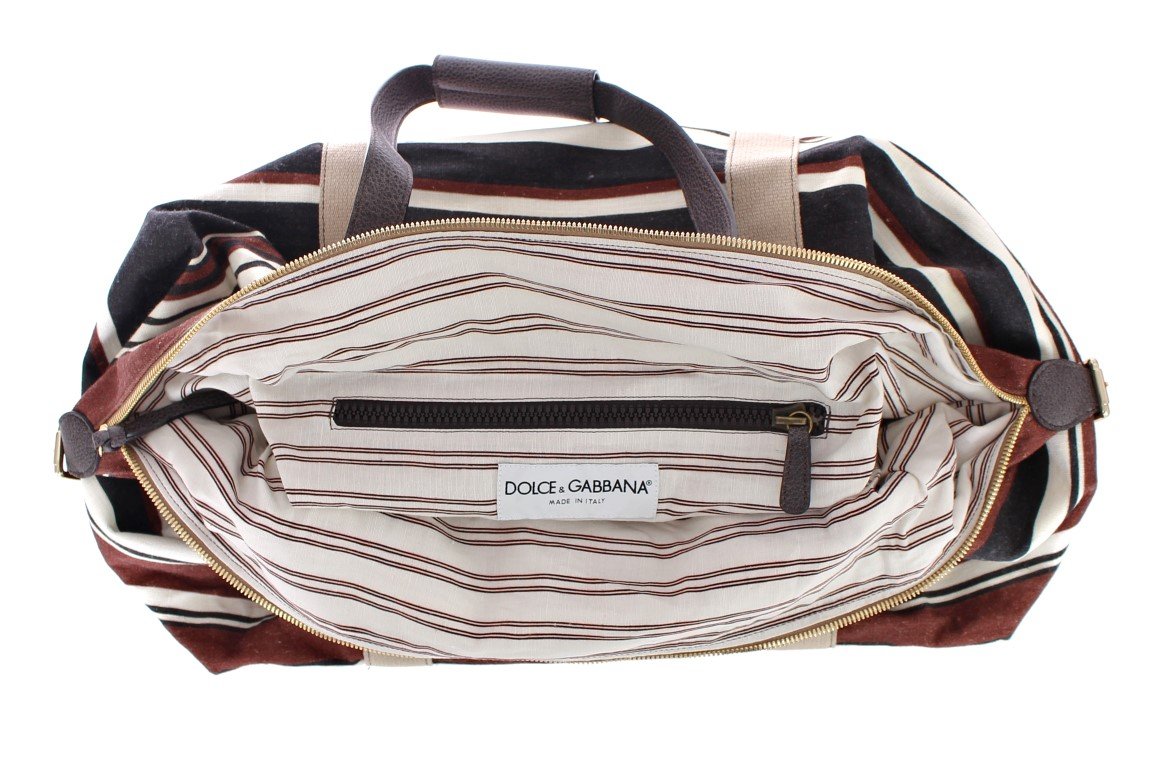 Multicolor striped boston bag