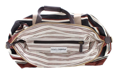 Multicolor striped boston bag
