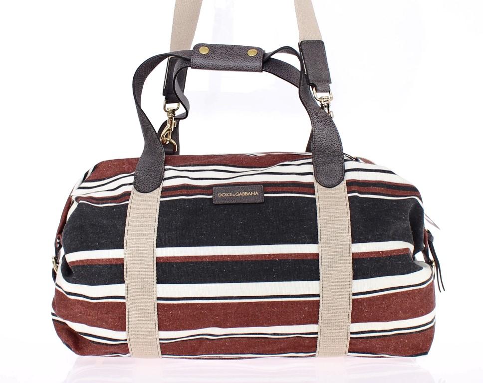 Multicolor striped boston bag