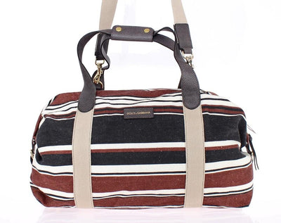 Multicolor striped boston bag