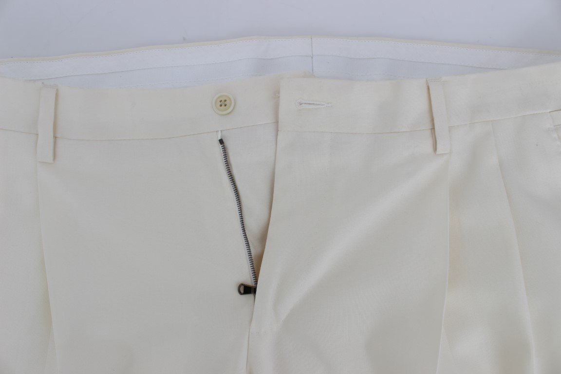 White Silk Wool Slim Fit One Button Suit