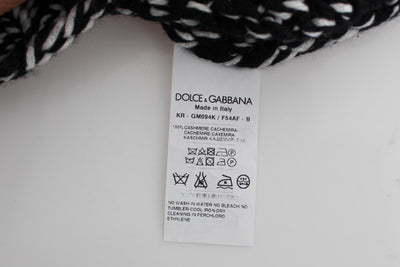 Black White Knitted Crewneck Cashmere Sweater